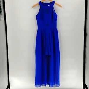 Sweet Storm Women's Maxi Dress Small Blue Sleeveless Halter Formal Gown